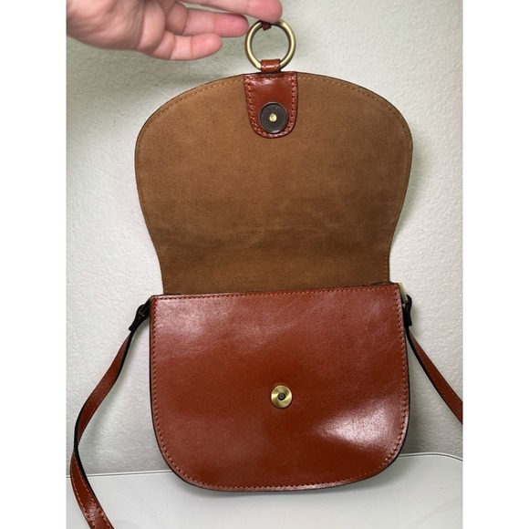 Patricia Nash Brinlee Leather Saddle Crossbody Bag Tassel Brown Cinnamon Tooled - Picture 3 of 16